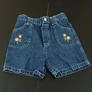 Kids Denim Shorts with Floral Embroidery